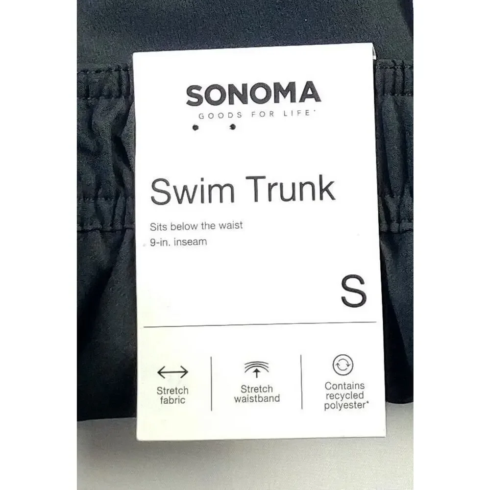 Sonoma Goods For Life Swim Board Shorts Men's Small Black Drawstring Waist Lined